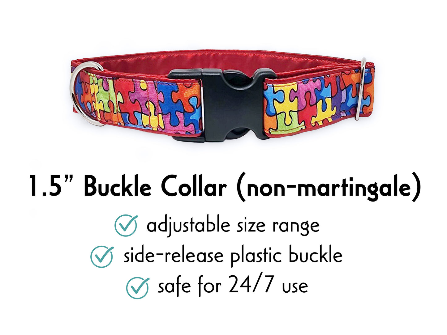 1.5 Inch Wide Puzzled Buckle Dog Collar by The Hound Haberdashery