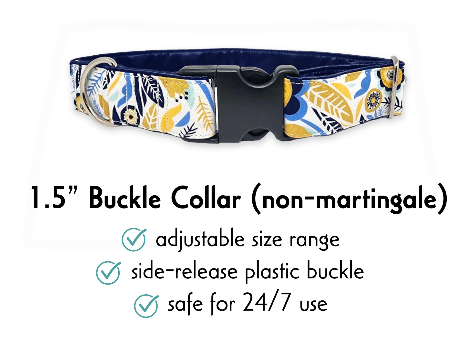 1.5 Inch Wide Summer Floral Buckle Dog Collar by The Hound Haberdashery