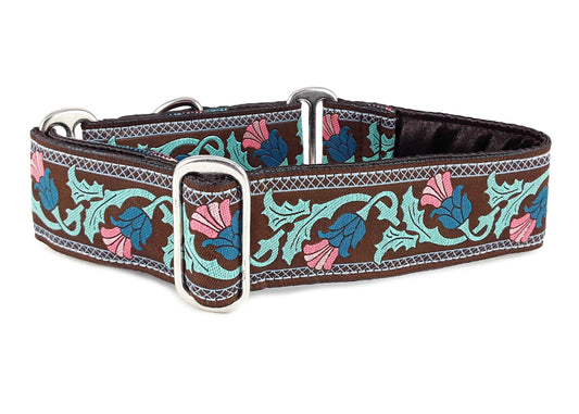 1.5 Inch Wide Brown Thistle Dog Collar by The Hound Haberdashery