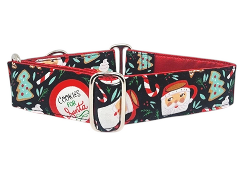 1.5 Inch Wide Cookies for Santa Christmas Martingale Dog Collar by The Hound Haberdashery