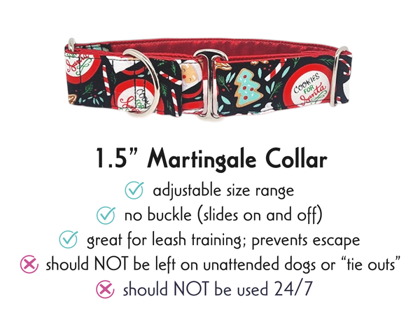 1.5 Inch Wide Cookies for Santa Christmas Martingale Dog Collar by The Hound Haberdashery