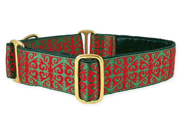 1.5 Inch Wide Red Green Noel Christmas Martingale Collar by The Hound Haberdashery