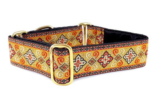 1.5 Inch Wide Orange, Gold Nobility Dog Collar by The Hound Haberdashery