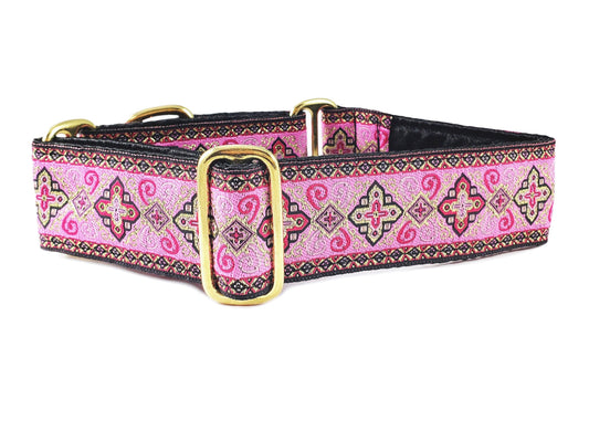 1.5 Inch Wide Pink Nobility Dog Collar by The Hound Haberdashery