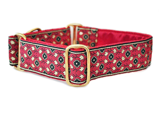 1.5 Inch Wide Red Stratford Dog Collar by The Hound Haberdashery