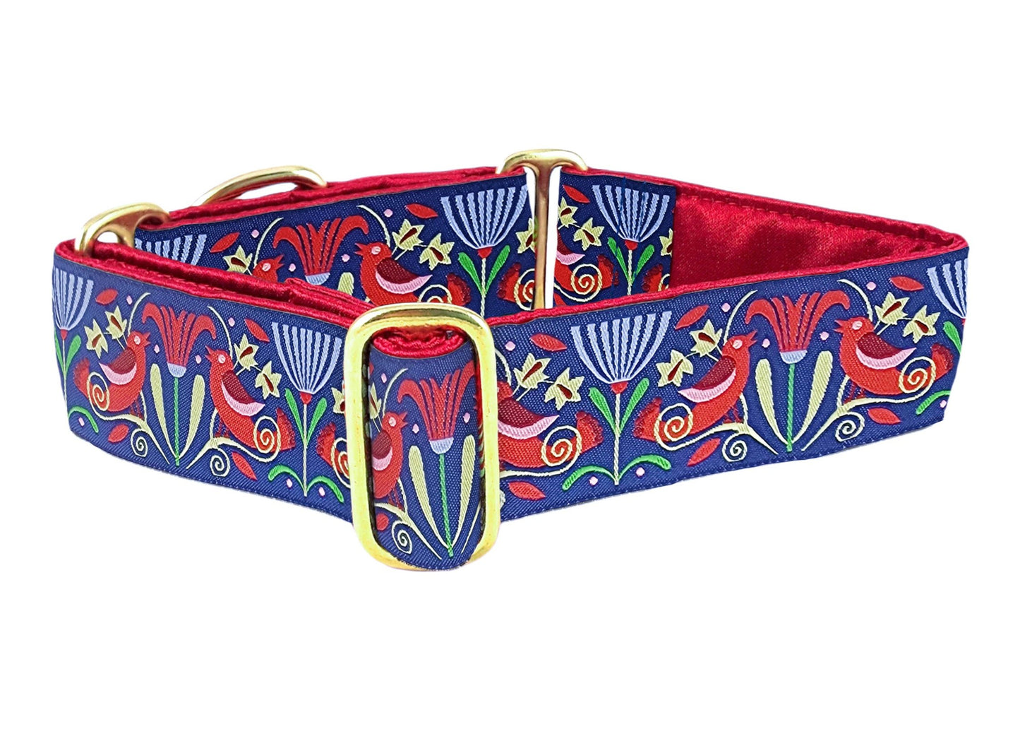 1.5 Inch Wide Summer Tanagers Dog Collar by The Hound Haberdashery