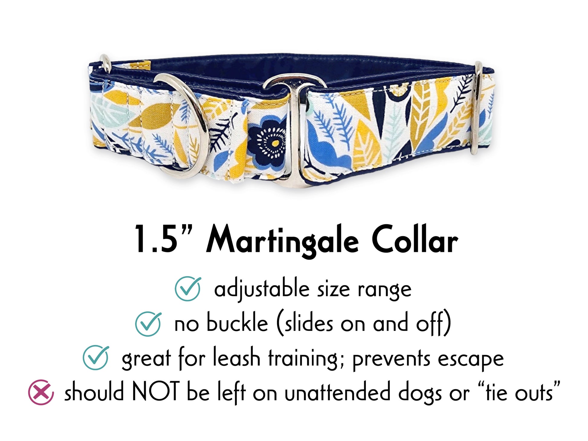 1.5 Inch Wide Summer Floral Martingale Dog Collar by The Hound Haberdashery