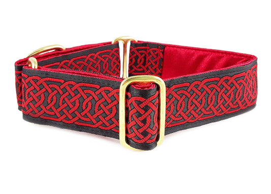 1.5 Inch Wide Black & Red Wexford Celtic Braid Dog Collar by The Hound Haberdashery