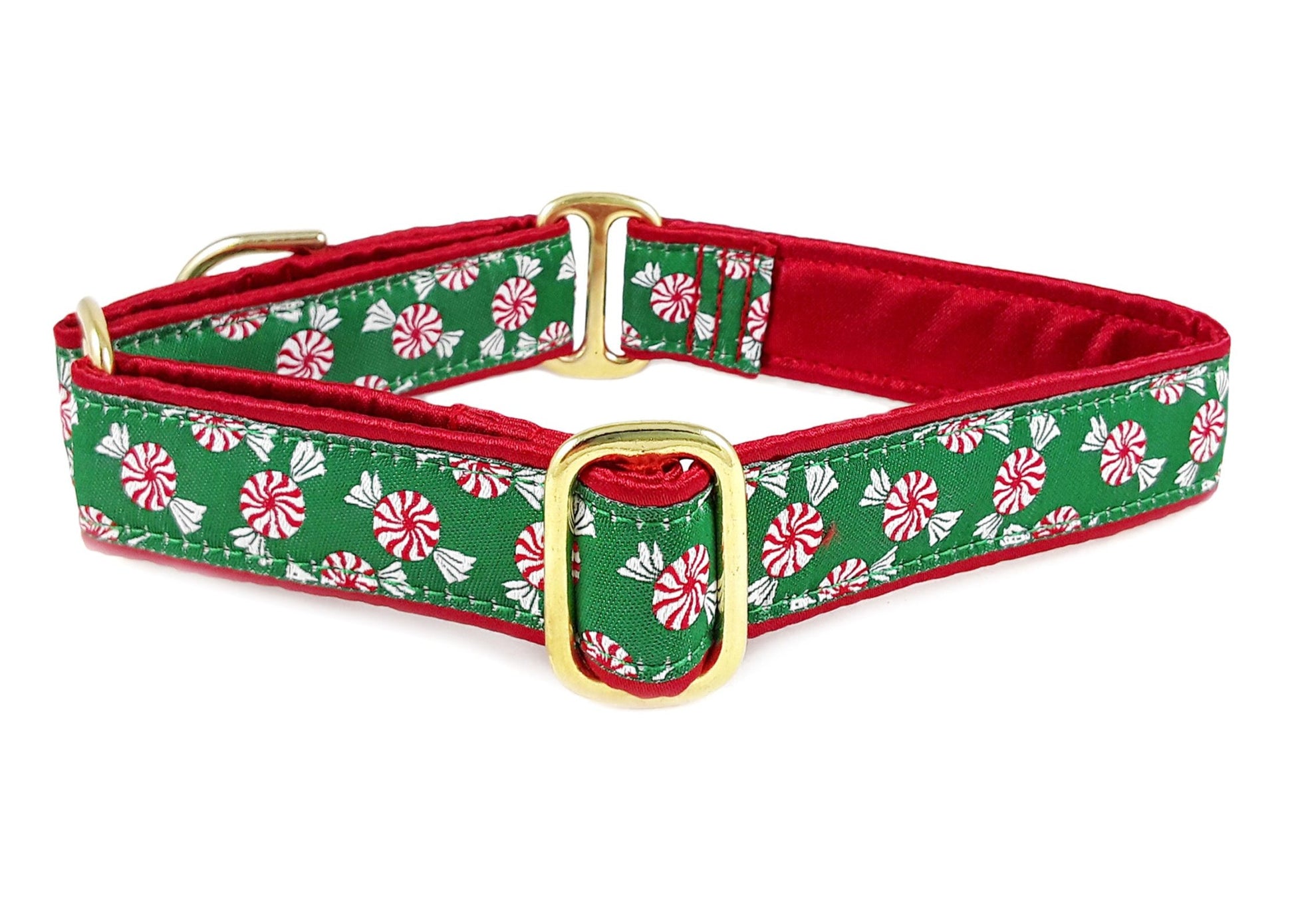 1 Inch Wide Christmas Peppermints Dog Collar by The Hound Haberdashery