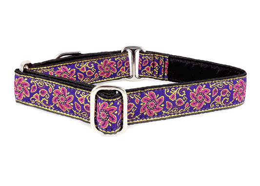 1 Inch Wide Purple, Pink, Gold Sevilla Dog Collar by The Hound Haberdashery