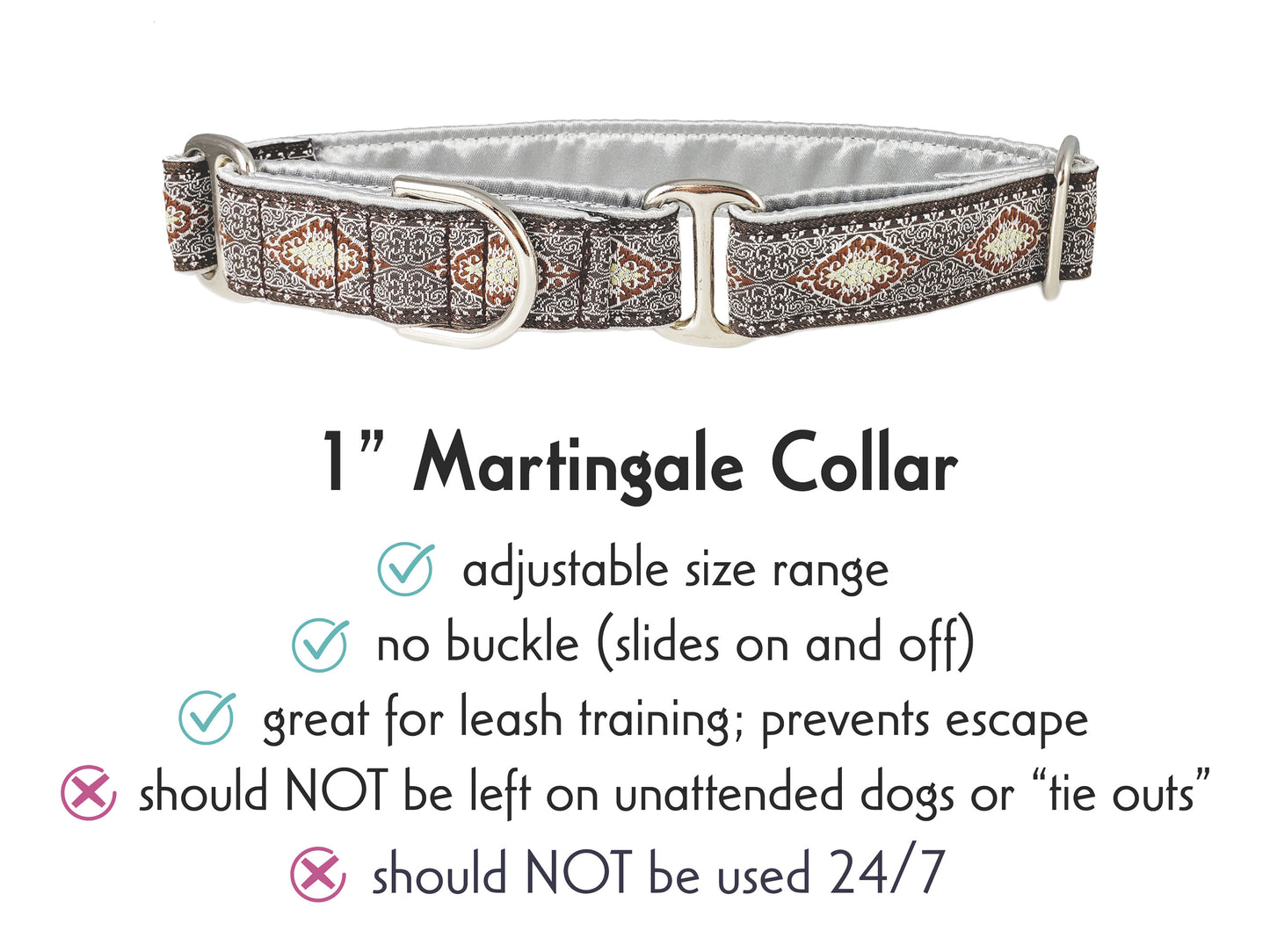 1 Inch Wide Montreal Martingale Dog Collar by The Hound Haberdashery