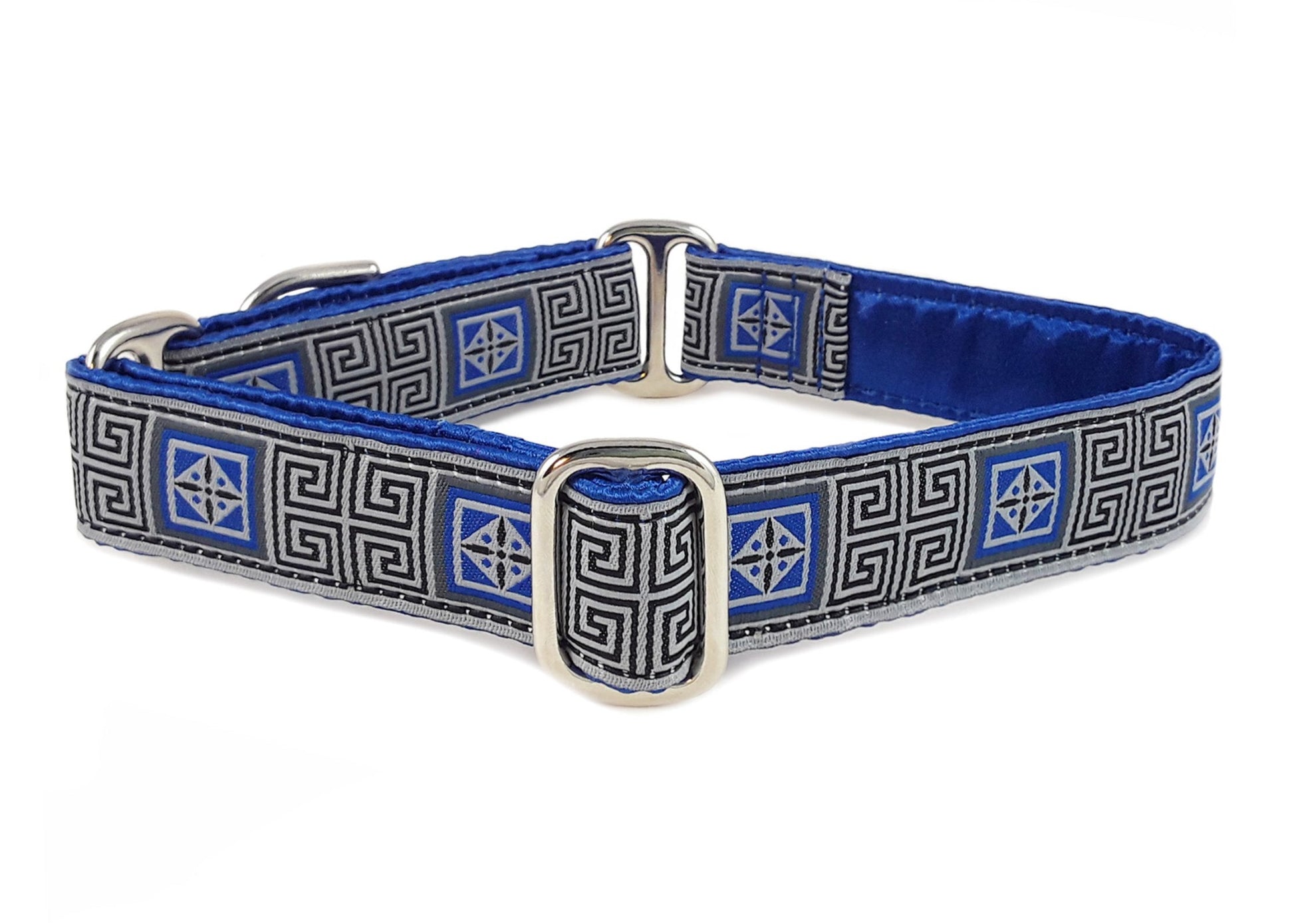 1 Inch Wide Corinth Greek Key Dog Collar by The Hound Haberdashery