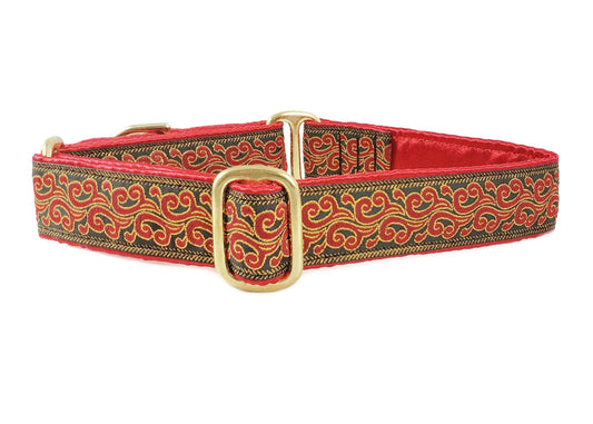 1 Inch Wide Red, Gold Flames Dog Collar by The Hound Haberdashery