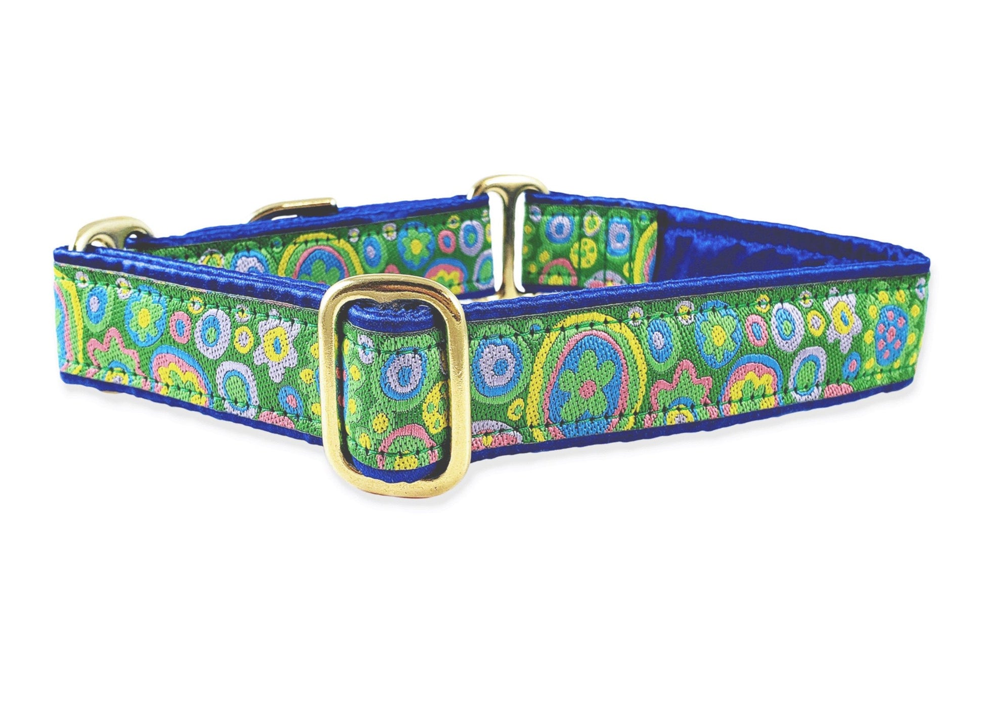 1 Inch Wide Green, Blue La Paz Dog Collar by The Hound Haberdashery