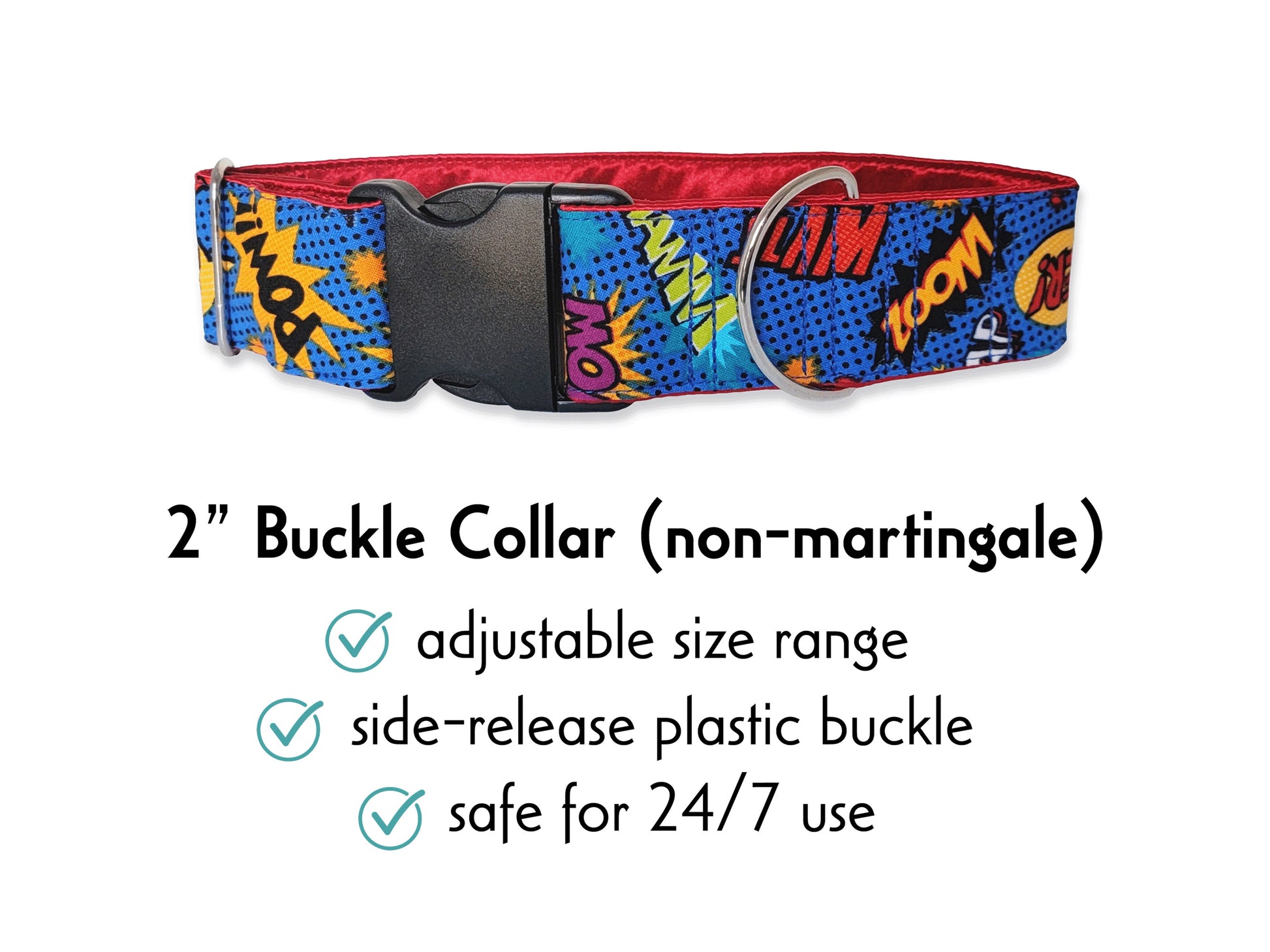 2 Inch Wide Classically Comic Buckle Dog Collar by The Hound Haberdashery