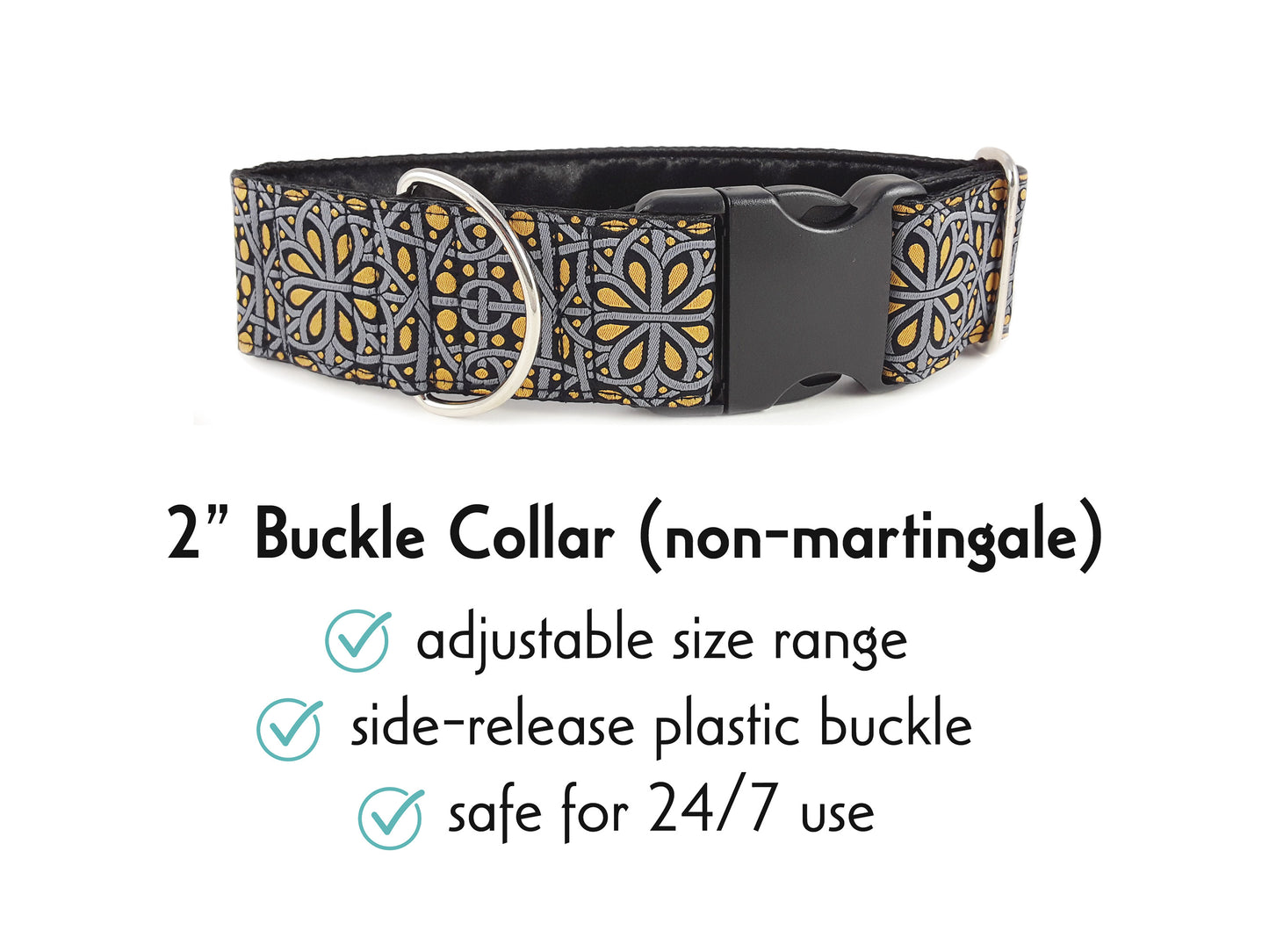 2 Inch Wide Trastevere Buckle Dog Collar by The Hound Haberdashery