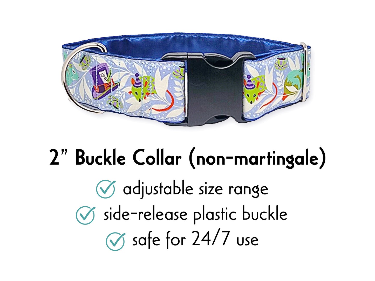 2 Inch Wide Madhatter Buckle Dog Collar by The Hound Haberdashery