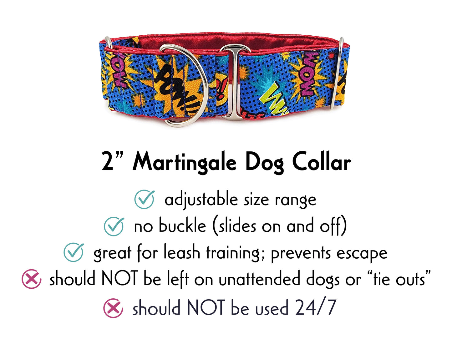 2 Inch Wide Classically Comic Martingale Dog Collar by The Hound Haberdashery