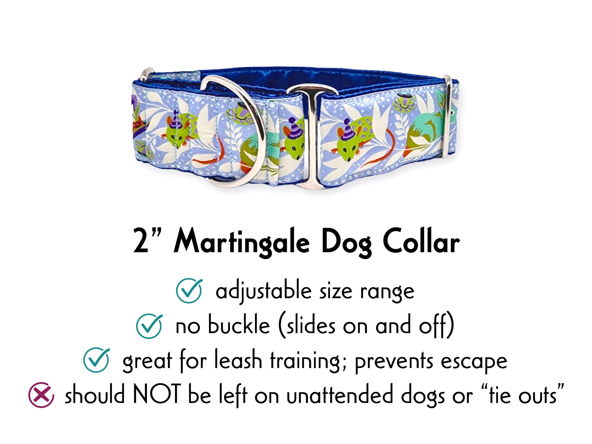 2 Inch Wide Madhatter Martingale Dog Collar by The Hound Haberdashery