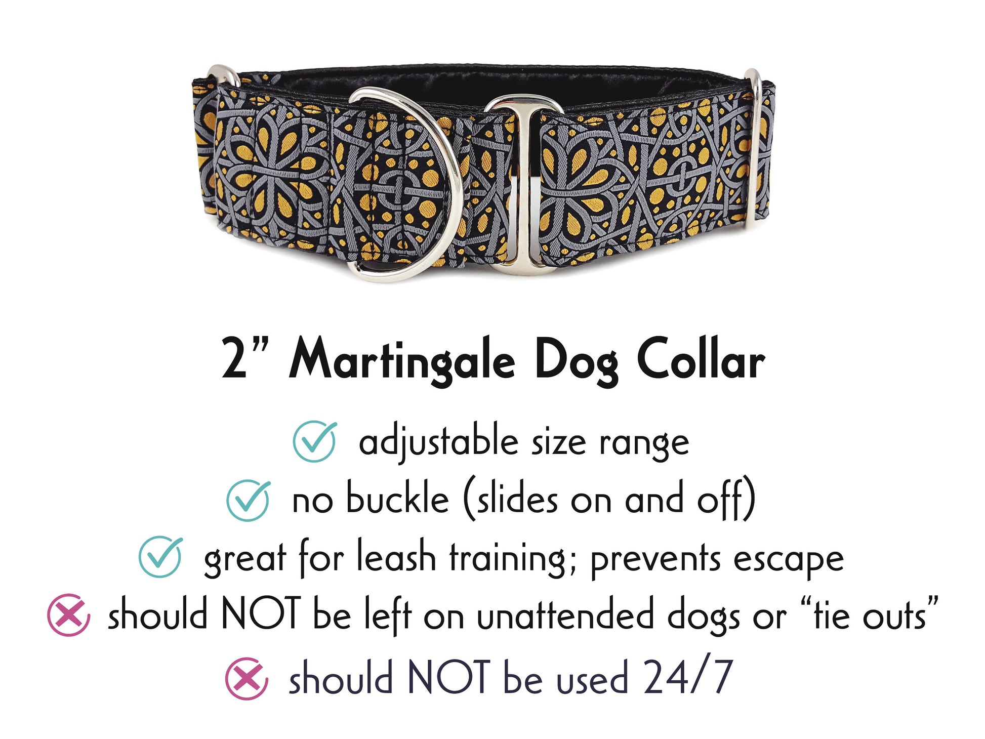 2 Inch Wide Trastevere Martingale Dog Collar by The Hound Haberdashery