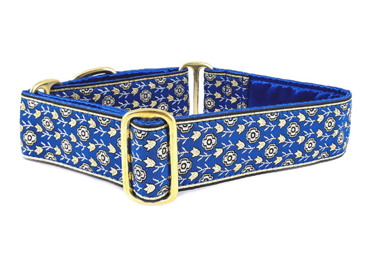 1.5 Inch Wide Blue Stratford Dog Collar by The Hound Haberdashery