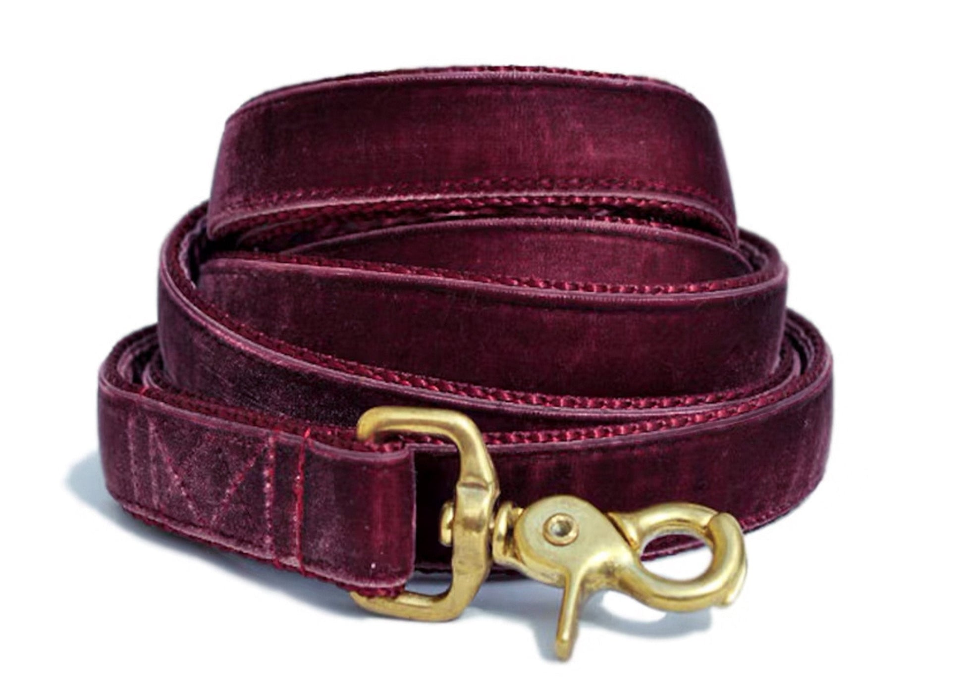 Burgundy Velvet Dog Leash by The Hound Haberdashery