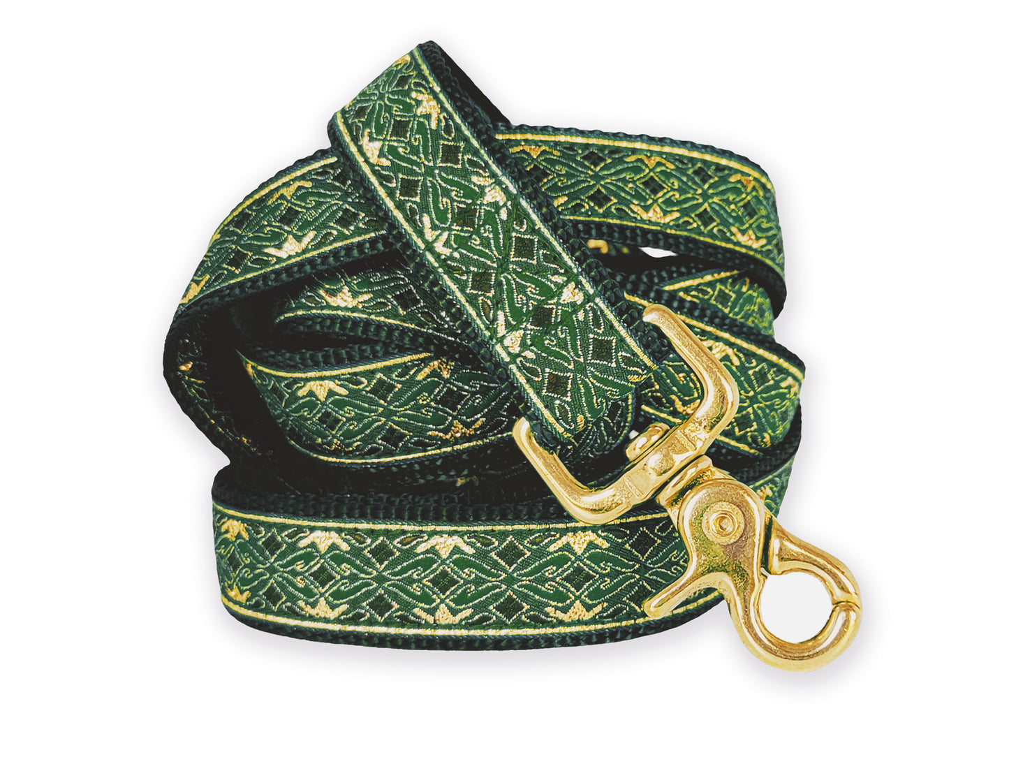 Green, Gold Clifden Dog Leash by The Hound Haberdashery