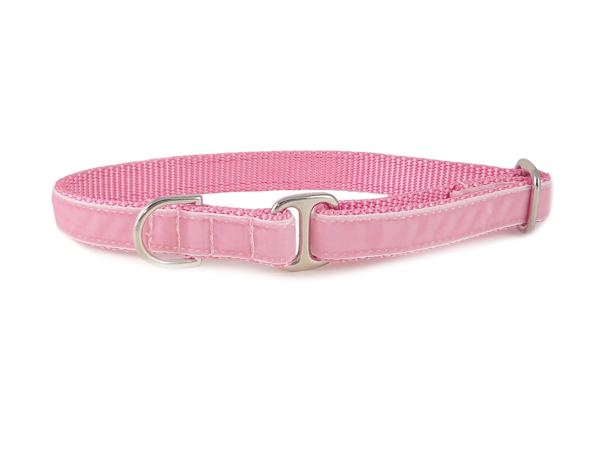 Pink Velvet Dog Tag Collar by The Hound Haberdashery