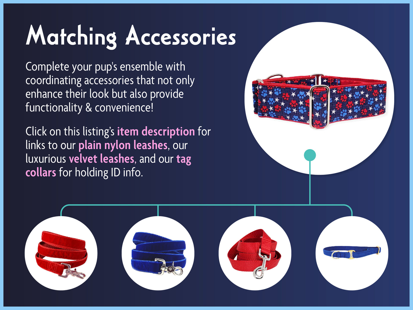 Matching Accessories for the Patriotic Paws Dog Collar by The Hound Haberdashery