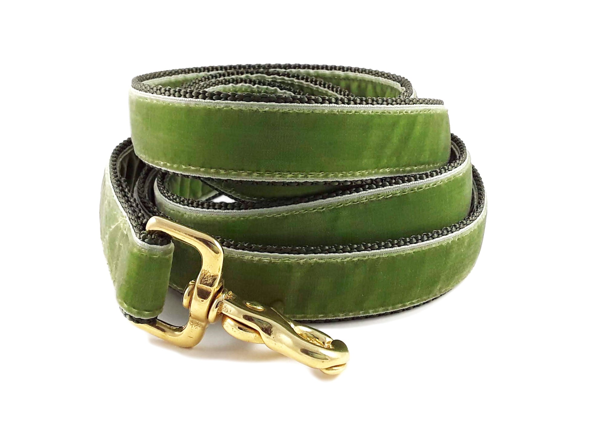 Moss Green Velvet Dog Leash by The Hound Haberdashery