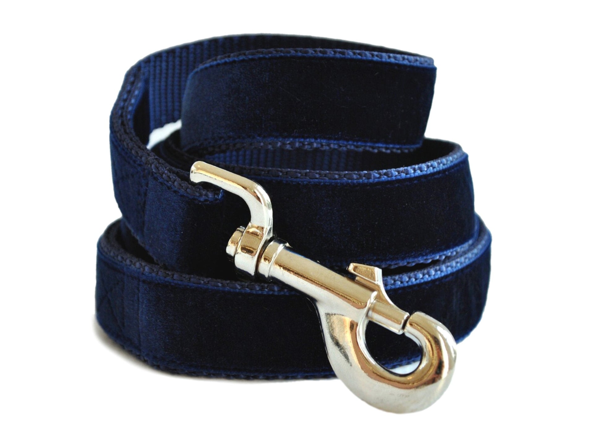 Navy Blue Velvet Dog Leash by The Hound Haberdashery