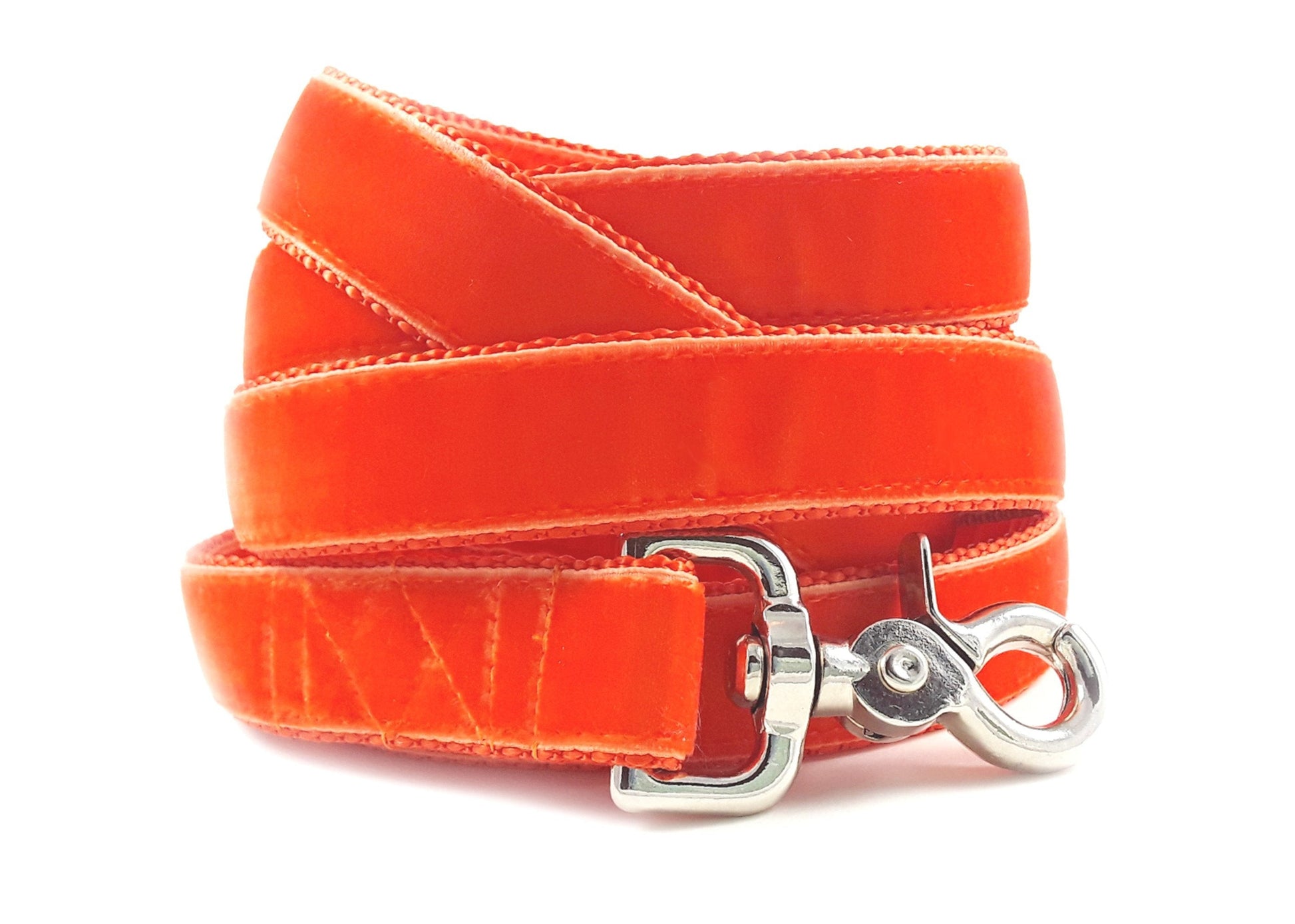 Orange Velvet Dog Leash by The Hound Haberdashery