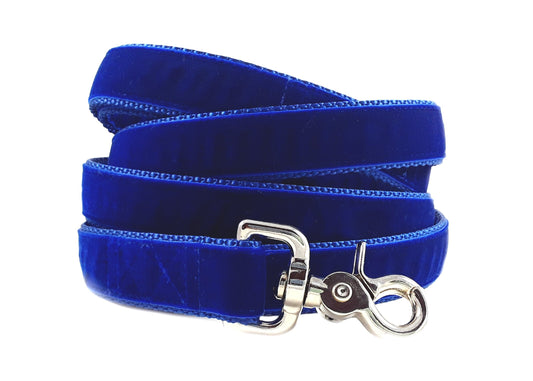 Royal Blue Velvet Dog Leash by The Hound Haberdashery