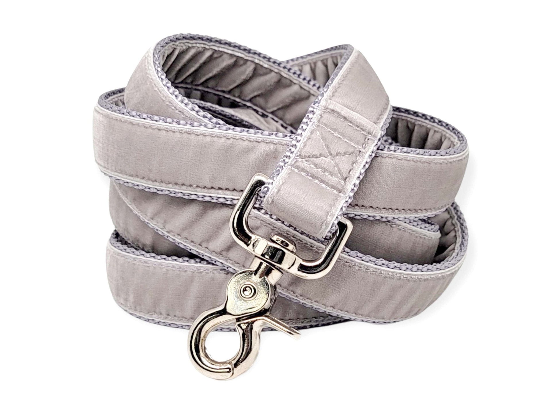 Silver Gray Velvet Dog Leash by The Hound Haberdashery