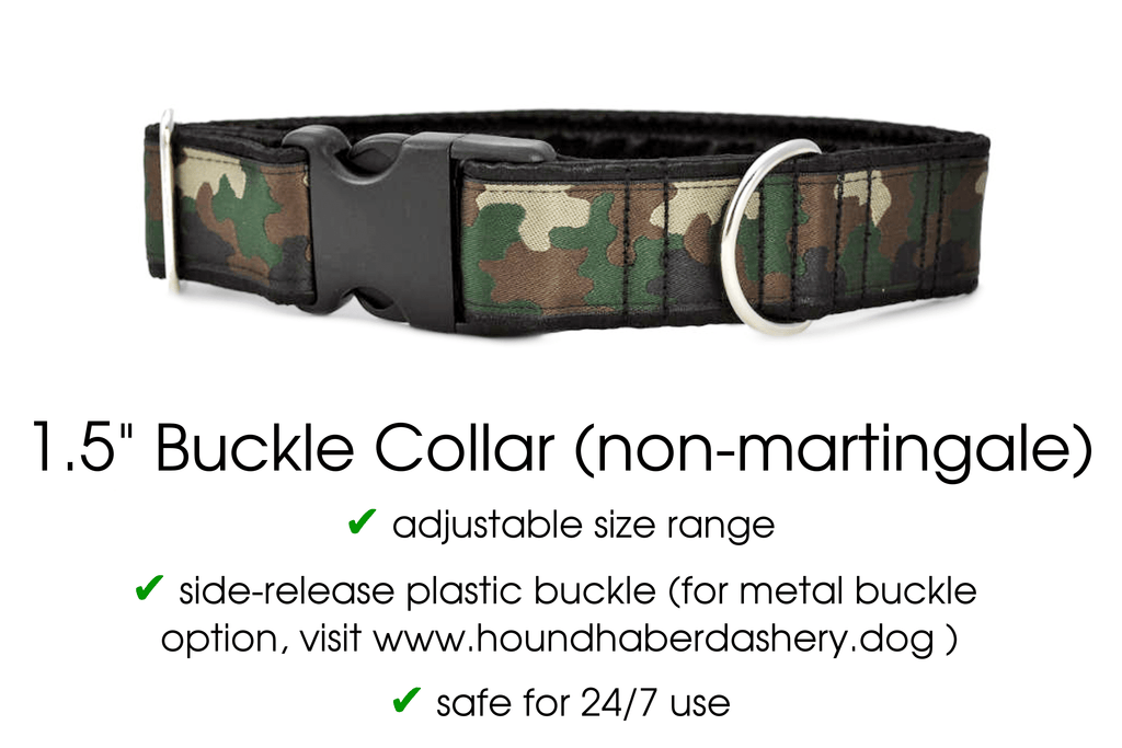Camouflage Jacquard - Martingale Dog Collar or Buckle Dog Collar - 1.5  Width