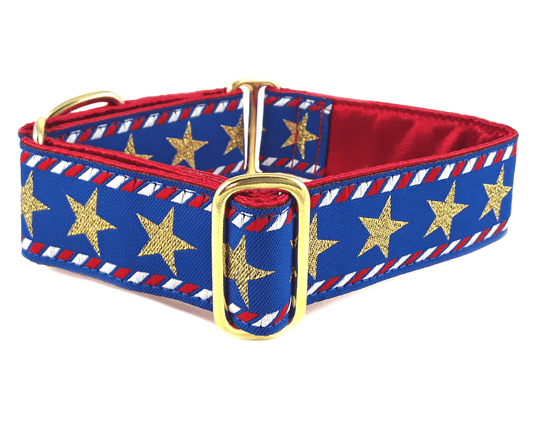 Stars & Stripes - Martingale Dog Collar or Buckle Dog Collar - 1.5" Width - The Hound Haberdashery