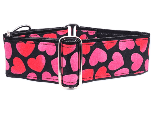 The Hound Haberdashery Collar Valentines Day Hearts - Martingale Dog Collar or Buckle Dog Collar - 1.5" & 2" Widths